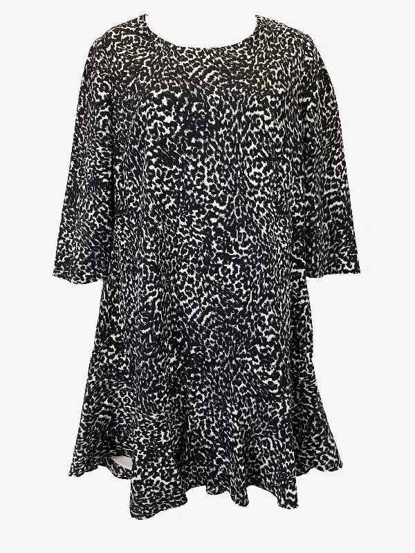 Witchery Animal Print Frilled Mini Dress Size 10 Cozy Ribbed Mini Dress