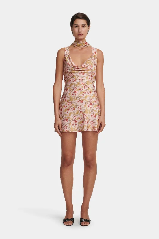 Goldie Mini Dress Pink Vine Elegant Off-Shoulder Dress Mini