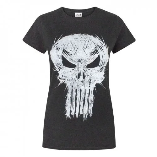 The Punisher Womens/Ladies Logo T-Shirt-- Chenille Blend Fleece Blend Nylon Blend