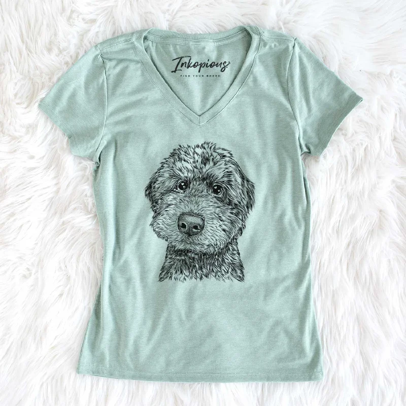 Bare Bowser the Whoodle - Women's V-neck Shirt-- Anti-Shrink Durable Soft
