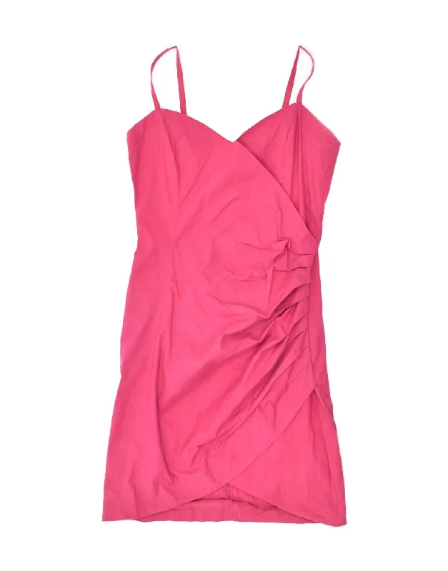 SPORTSTAFF Womens Sleeveless Mini Dress IT 42 Medium Pink Cotton Cozy Cowl Neck Mini Dress