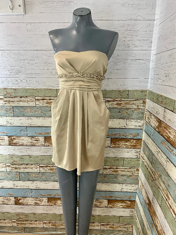 00’s Beige Strapless Pleated Mini Dress Trendy Denim Mini Dress