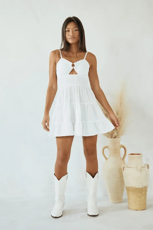 Blanco Coconut Ring Mini Dress Trendy Lace Mini Dress