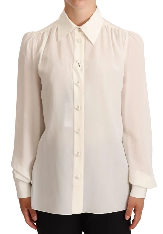 Dolce & Gabbana  White Silk Blouse Soft Satin Blouse