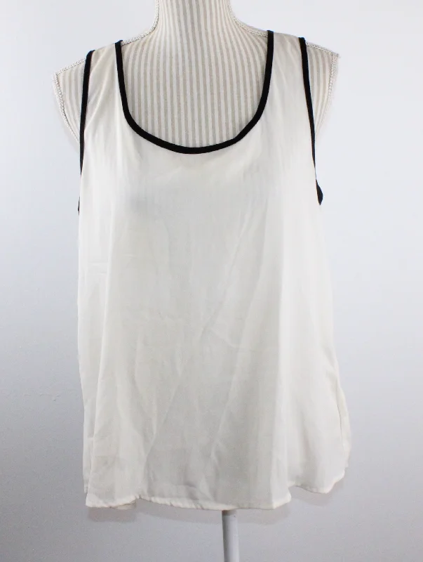 FOREVER 21 IVORY SLEEVELESS BLOUSE LADIES LARGE PRE-LOVED Oversized Silk Blouse