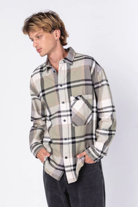 Frank Shirt - Sage Check - Final Sale-- Asymmetrical Pockets Print