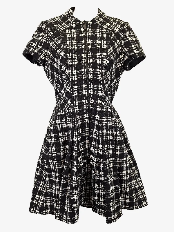 Cue Preppy Zip Pleated Mini Dress Size 10 Comfortable Casual Mini Dress