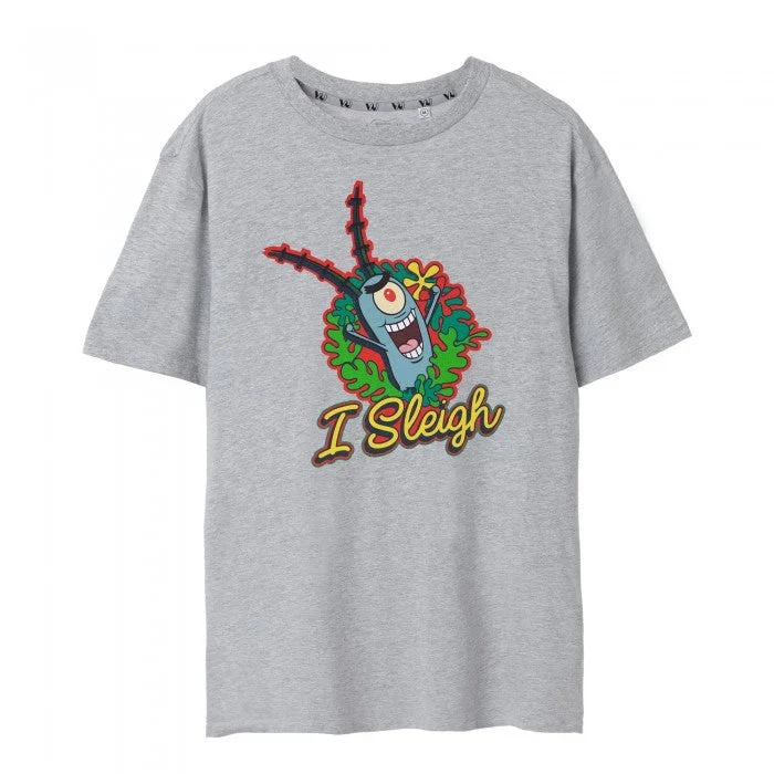 SpongeBob SquarePants Womens/Ladies I Sleigh Marl T-Shirt-- Oversized T-Shirt Spandex breathable