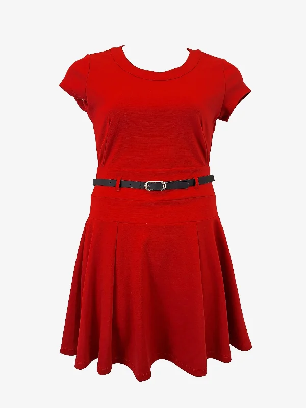Ben Sherman Classic Cherry Cola Belted Mini Dress Size M Trendy Cut-Out Mini Dress