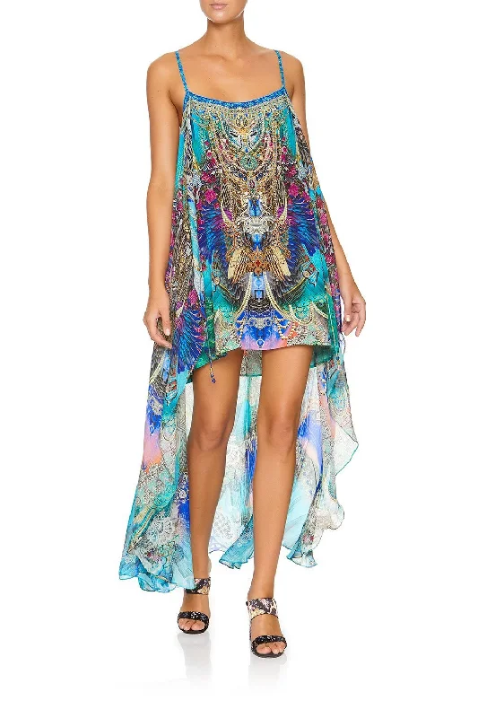 MINI DRESS WITH LONG OVERLAY FREEDOM FLIGHT Fashionable Party Mini Dress