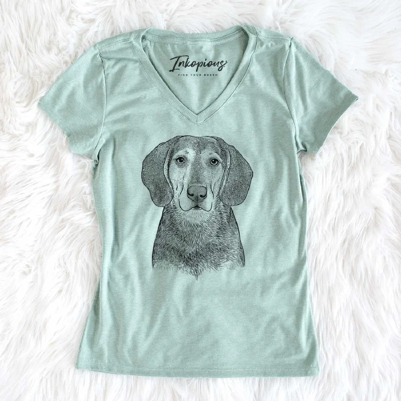 Bare Daisy the Hound Mix - Women's V-neck Shirt-- Handmade Hand-knitted Hand-woven