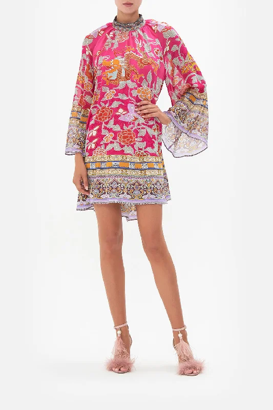 FLARED MINI DRESS TASTE OF TWILIGHT Comfortable Linen Mini Dress