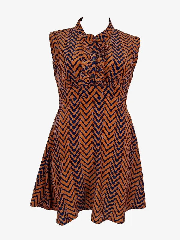 E-Lady Rust Ruffled Office Mini Dress Size 12 Stylish Spaghetti Strap Mini Dress