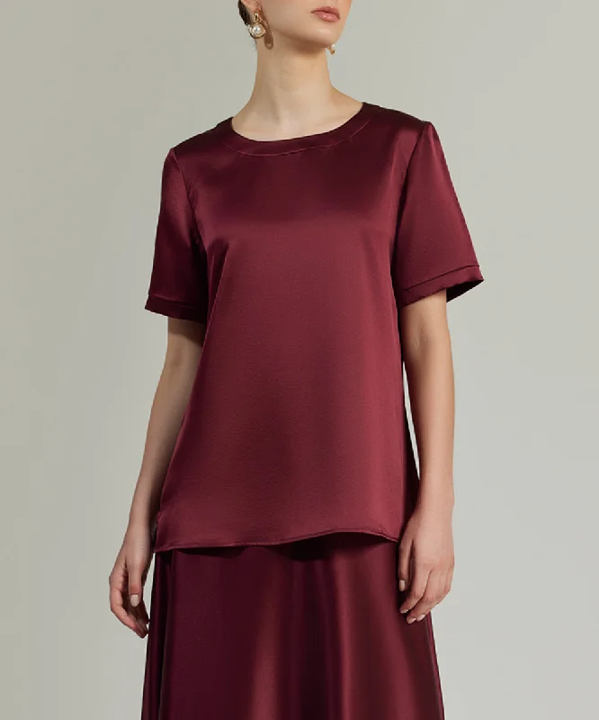 Espresso Silk T-shirt-- Embroidered Appliqued Beaded