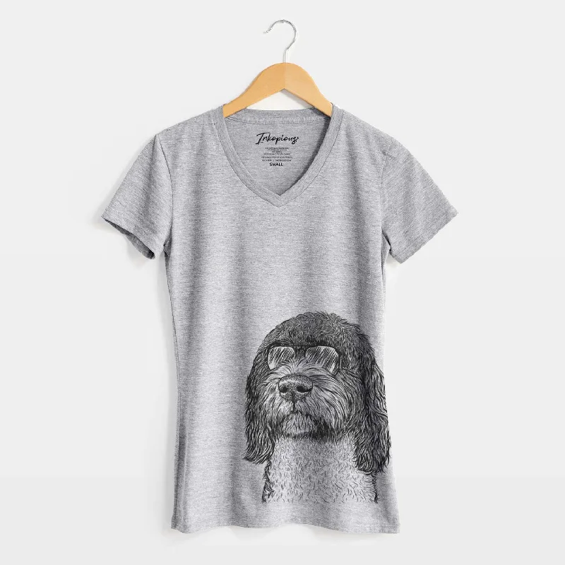 Aviator Chris the Portuguese Water Dog - Women's V-neck Shirt-- Fashionable Trendy Casual