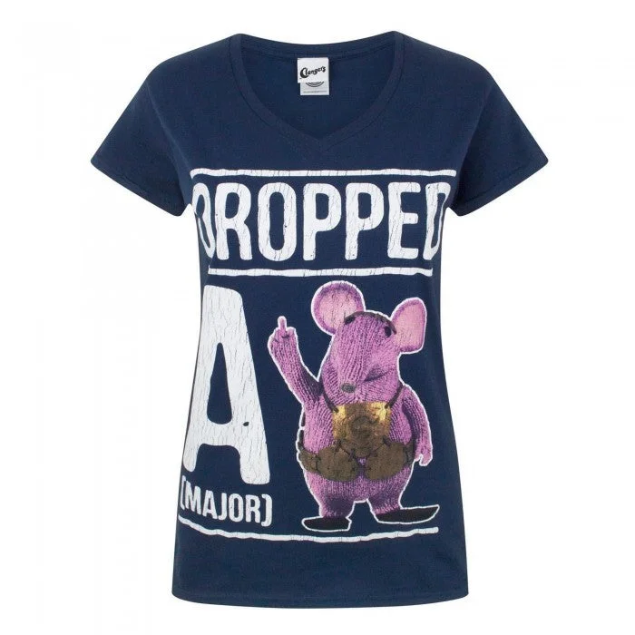 Clangers Womens/Ladies Dropped A Major Clanger T-Shirt-- Seamless Knitted Crochet