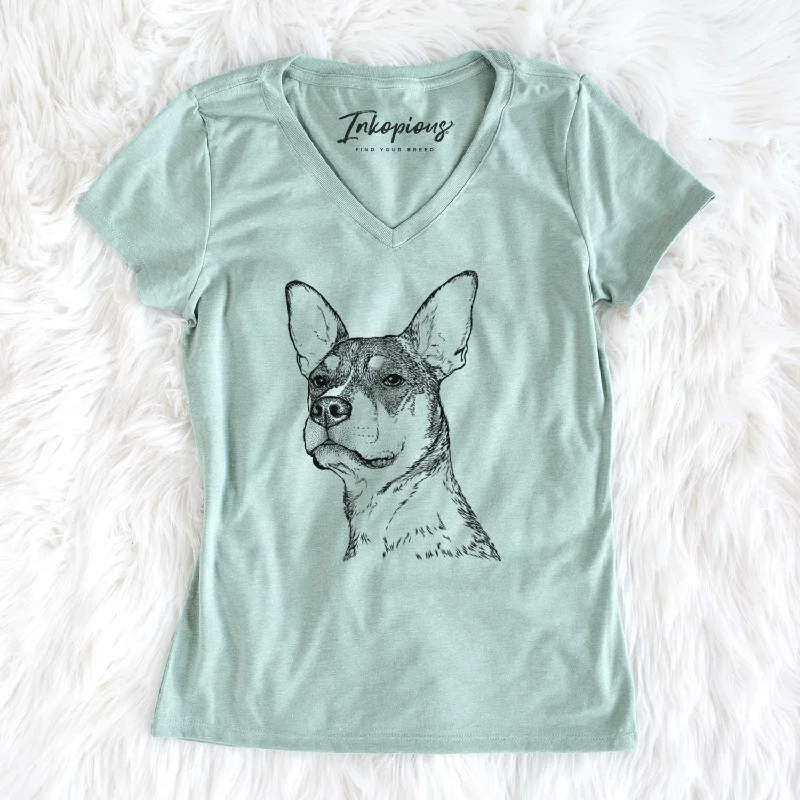 Bare Bill the Heeler Mix - Women's V-neck Shirt-- Casual Formal Business