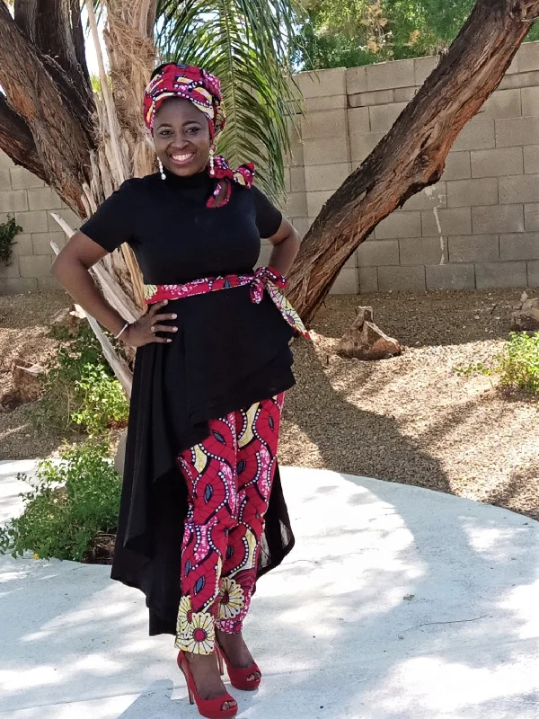Gorgeous Asymmetrical Blouse infused with African print fabric Romantic Lace Blouse