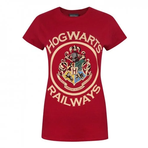 Harry Potter Womens/Ladies Hogwarts Railways T-Shirt-- Terry Blend Velvet Blend Canvas Blend