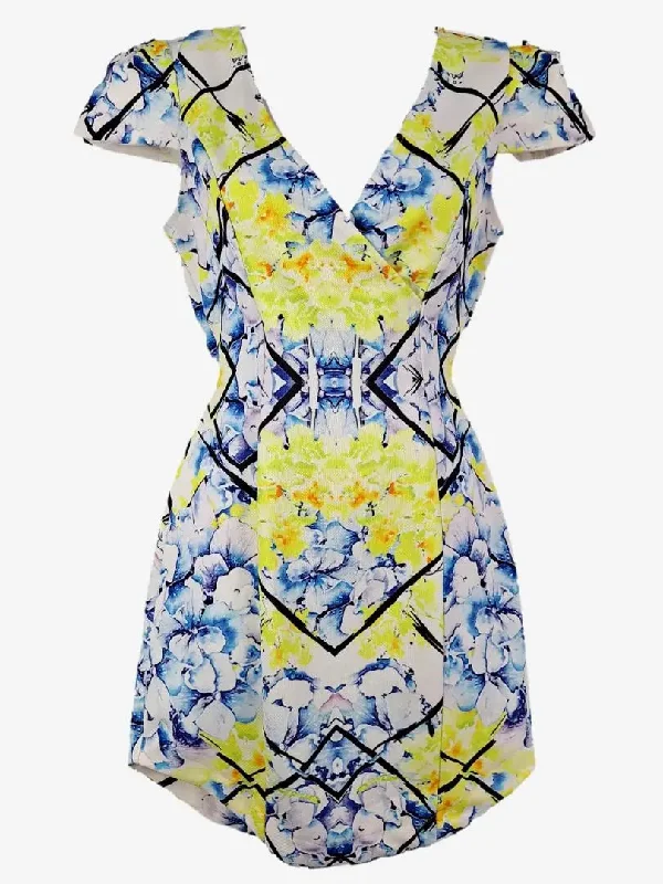 Assorted Brands Mirrored Neon Floral Mini Dress Size 10 Fashionable Lace Mini Dress