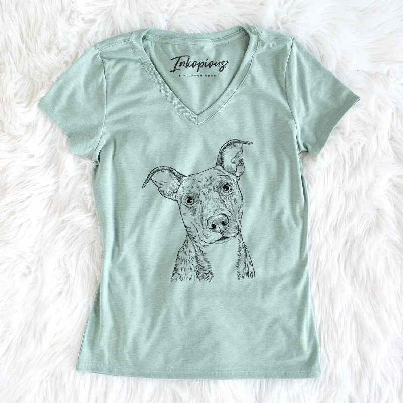 Bare Bianca the Mixed Breed - Women's V-neck Shirt-- Fleece Nylon Spandex
