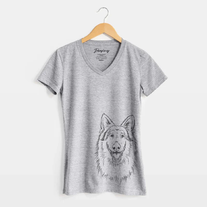 Aviator Cannon the Rough Collie - Women's V-neck Shirt-- Graphic Embroidered Appliqued