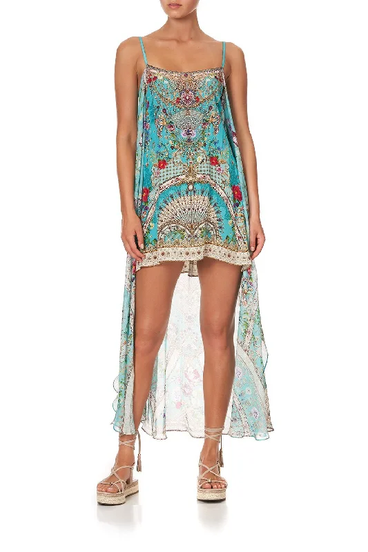 MINI DRESS WITH LONG OVERLAY A SONNET FOR SATINE Chic Mini Dress with V-Neck