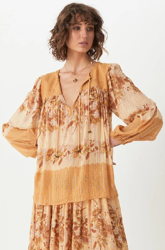 Coco Lei Blouse - Caramel Stylish Wrap Blouse