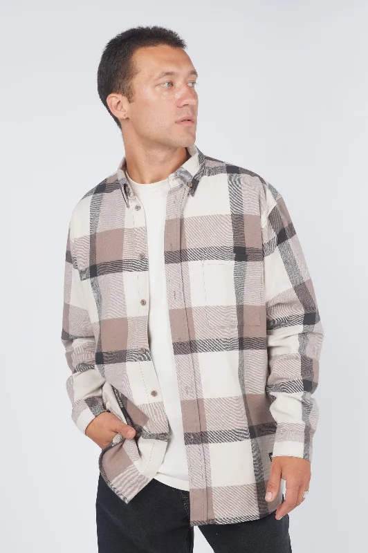 State Shirt - Walnut Check-- Fleece Nylon Spandex