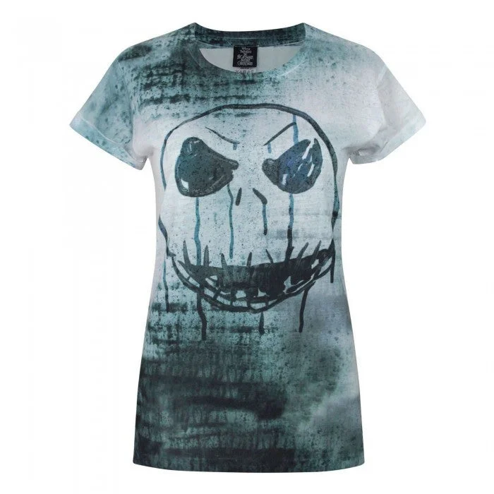 Nightmare Before Christmas Womens/Ladies Jack Face Sublimation T-Shirt-- Mesh Blend Leather Blend Suede Blend