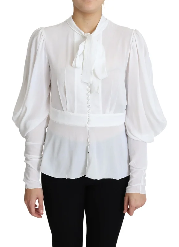 Dolce & Gabbana Elegant Snow-White Viscose Women's Blouse Chic Sleeveless Blouse