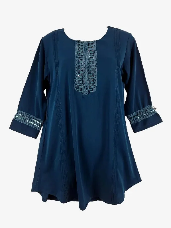 Assorted Brands Dark Teal Lace Detail Mini Dress Size M Classic Solid Mini Dress