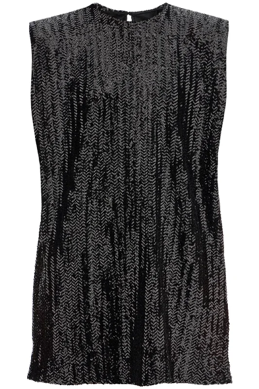 sequin mini dress. GWP02172 P001828 BLACK Fashionable Pleated Mini Dress