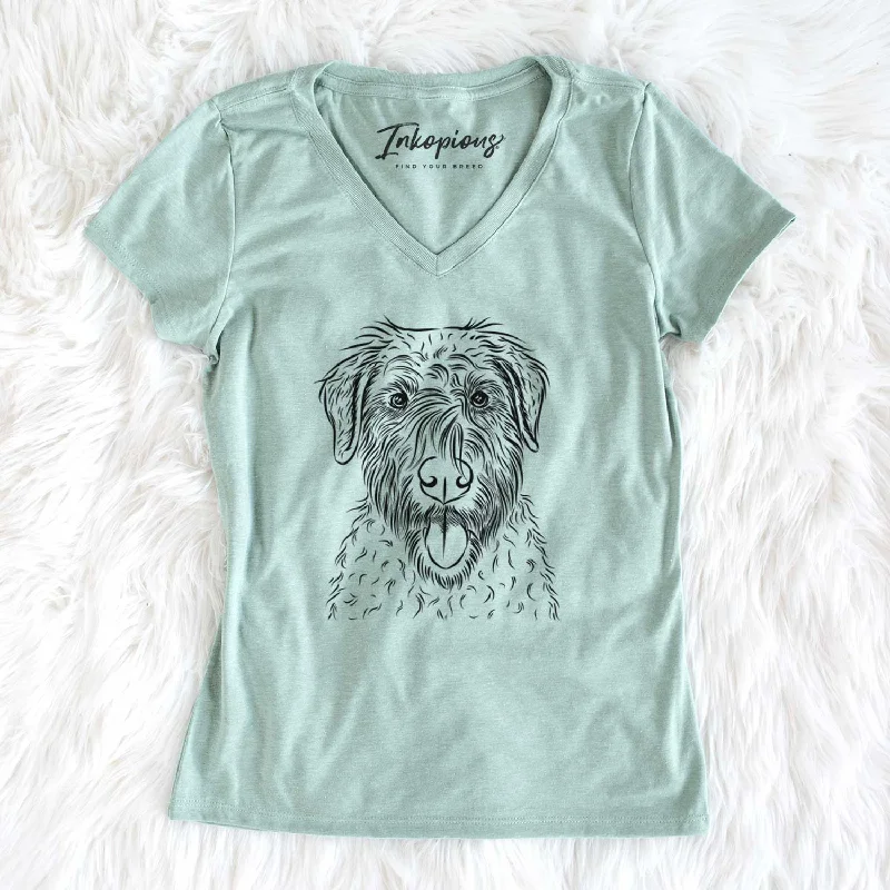 Bare Chester the Soft Coated Wheaten Terrier - Women's V-neck Shirt-- V-Neck T-Shirt Long Sleeve Cotton
