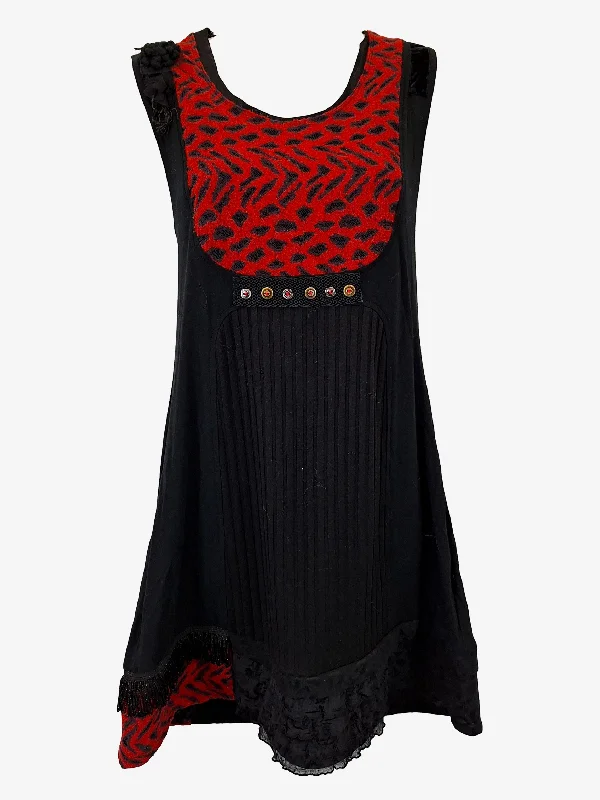 David Pond Funky Patchwork Mini Dress Size 12 Comfortable Fit-and-Flare Mini Dress