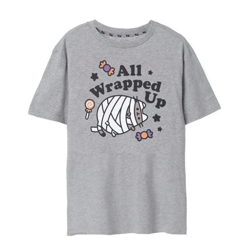 Pusheen Womens/Ladies All Wrapped Up Halloween T-Shirt-- Mesh Blend Leather Blend Suede Blend