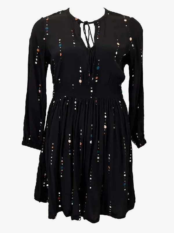 Country Road Dotted Tie Neck Mini Dress Size 10 Casual V-Neck Mini Dress