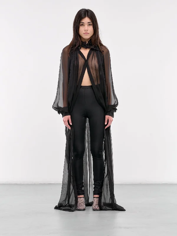 Sheer Blouse (SRT-01BK-BLACK) Pastel Color Blouse