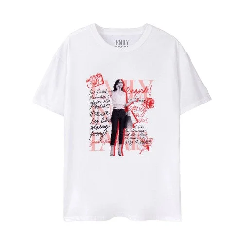 Emily In Paris Womens/Ladies Mono Typography Short-Sleeved T-Shirt-- Lace Blend Ribbed Blend Corduroy Blend Emily In Paris Womens/Ladies Mono Typography Short-Sleeved T-Shirt-- Lace Blend Ribbed Blend Corduroy Blend