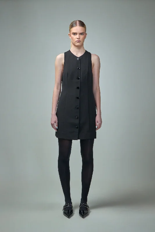 Light Twill Suiting Mini Dress Classic Casual Mini Dress