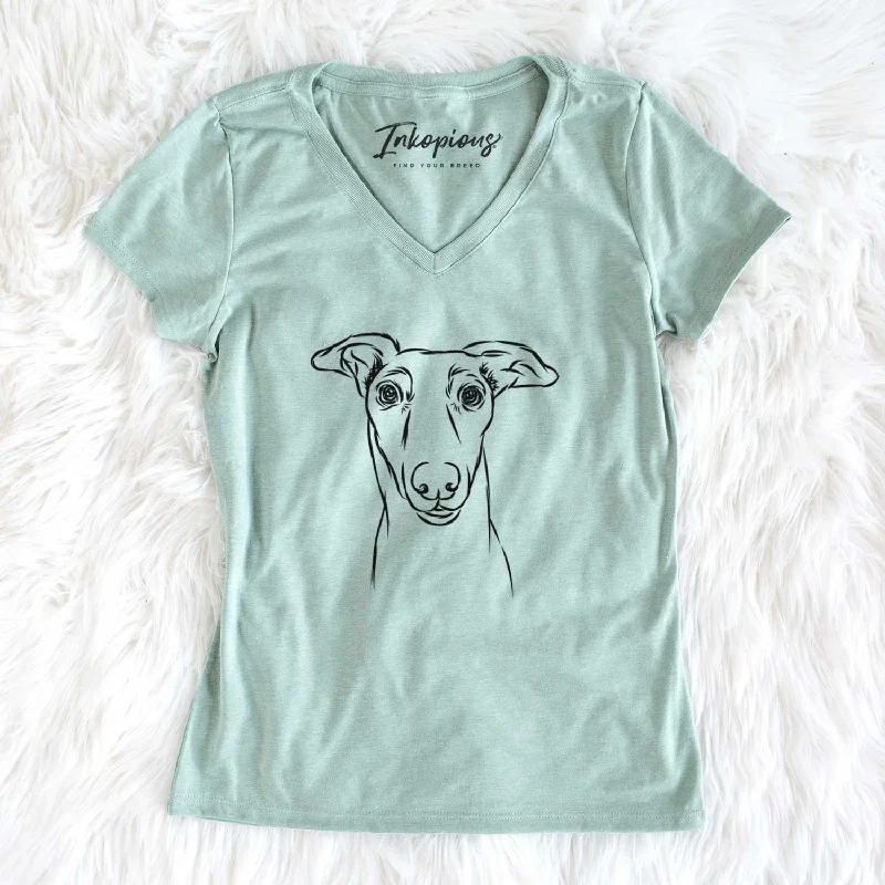 Bare Diva the Greyhound - Women's V-neck Shirt-- Chenille Blend Fleece Blend Nylon Blend Bare Diva the Greyhound - Women's V-neck Shirt-- Chenille Blend Fleece Blend Nylon Blend