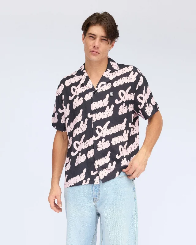 Madi Shirt - Off Black Around AOP-- Front Pockets Side Pockets Patch Pockets