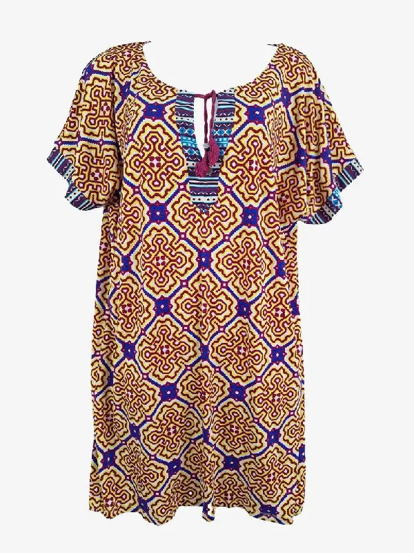 Tigerlily Paldan Mumu Kaftan Beach Mini Dress Size M Fashionable Off-Shoulder Mini Dress Tigerlily Paldan Mumu Kaftan Beach Mini Dress Size M Fashionable Off-Shoulder Mini Dress