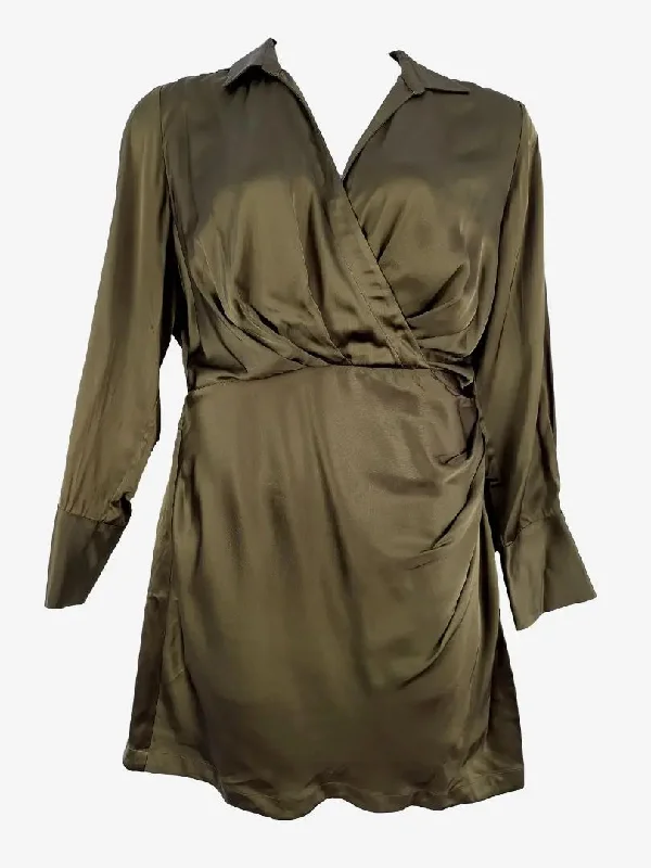 Witchery Khaki Jungle Wrap Mini Dress Size 12 Comfortable Polka Dot Mini Dress