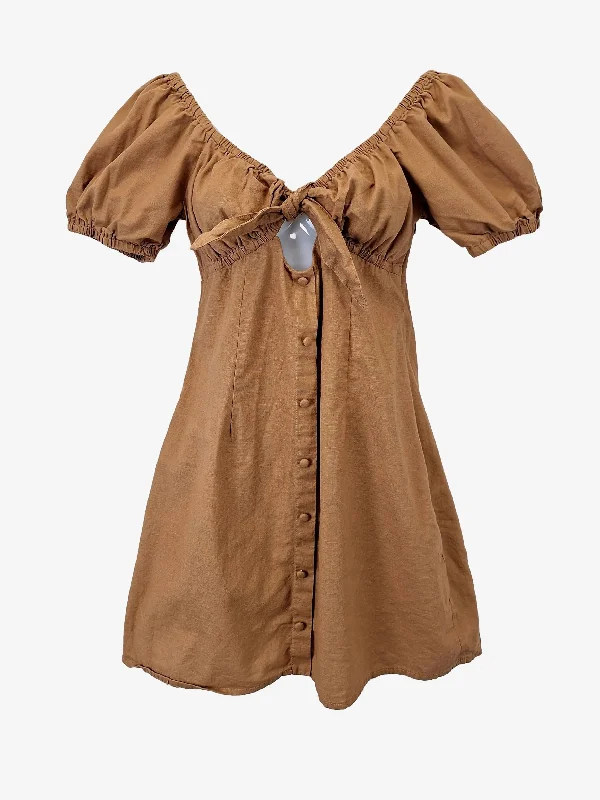 Ava & Ever Essential Caramel Puff Sleeve Mini Dress Size 10 Chic Sleeveless Mini Dress