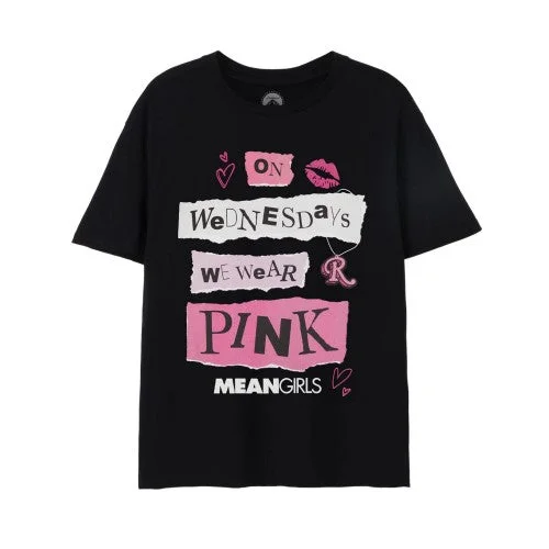 Mean Girls Womens/Ladies Pink Wednesdays T-Shirt-- Polka Dot Checkered Tartan