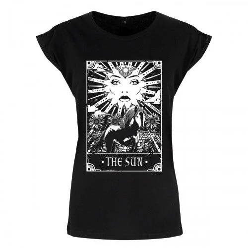 Deadly Tarot Womens/Ladies The Sun T Shirt-- Striped Floral Plaid