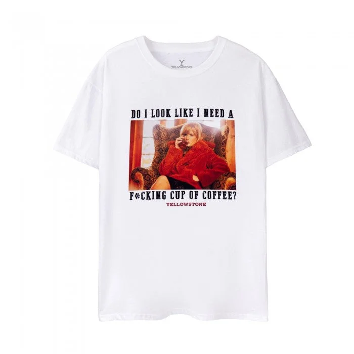 Yellowstone Womens/Ladies Beth Dutton Coffee Short-Sleeved T-Shirt-- Ribbed Striped Patterned