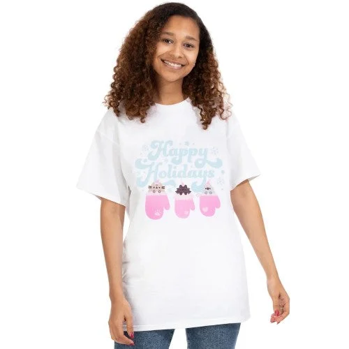 Pusheen Womens/Ladies Christmas T-Shirt-- Ribbed T-Shirt High Neck Heavyweight