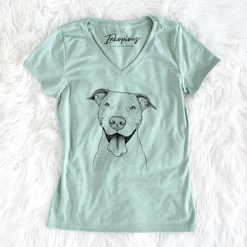 Bare Bruce the American Staffordshire Terrier - Women's V-neck Shirt-- Graphic T-Shirt Round Neck Polyester Bare Bruce the American Staffordshire Terrier - Women's V-neck Shirt-- Graphic T-Shirt Round Neck Polyester